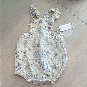 Rylee + Cru Cream and Blue Kids One Piece